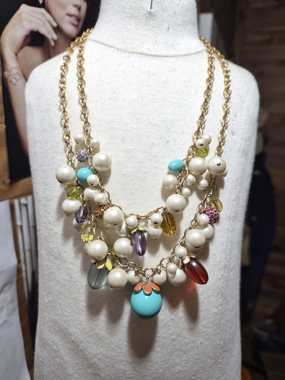 Carolee Multi-Color Pearl and Charm Cha Cha Cha  Necklace